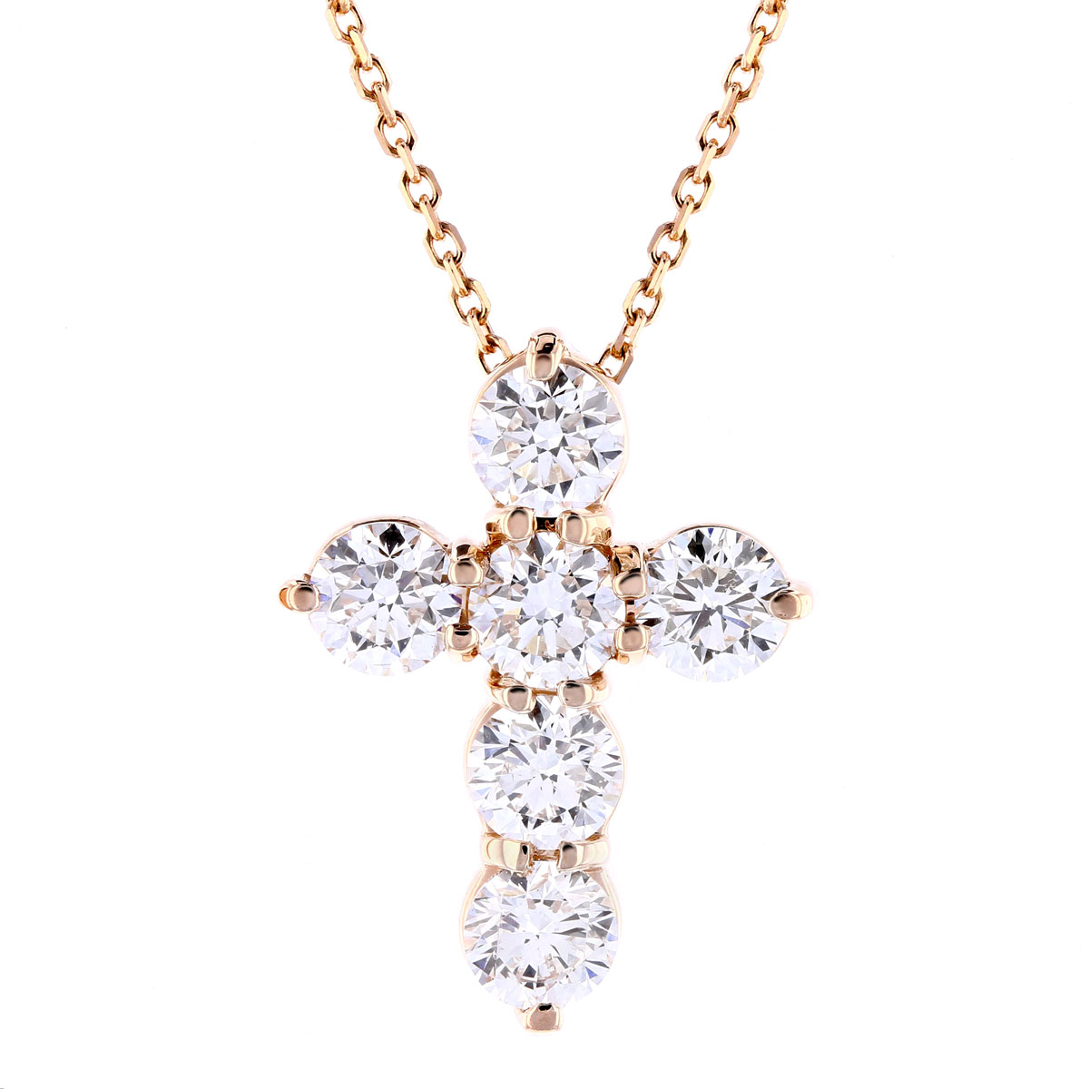 Diamond Cross Necklace in Rose Gold, 0.13 cttw Borsheims