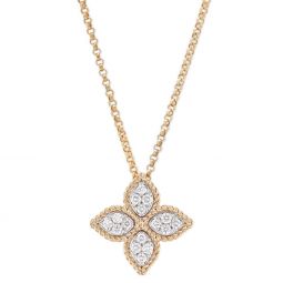 Image for Roberto Coin Princess Flower Medium Rose Gold Pendant Necklace with Diamonds, 18"