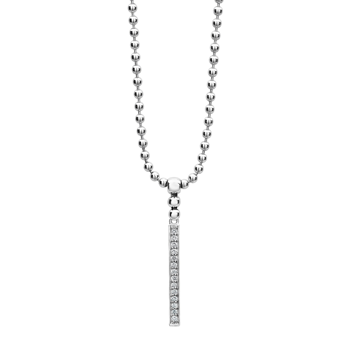 LAGOS Sterling Silver Diamond Caviar Necklace