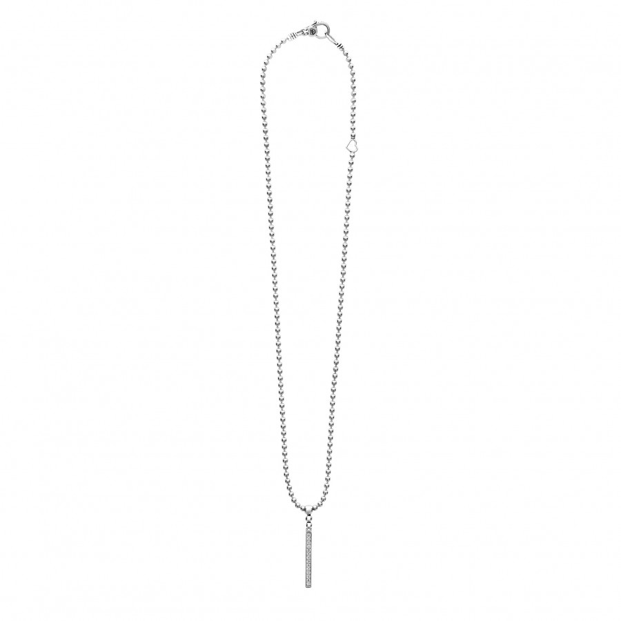 LAGOS Sterling Silver Diamond Caviar Necklace