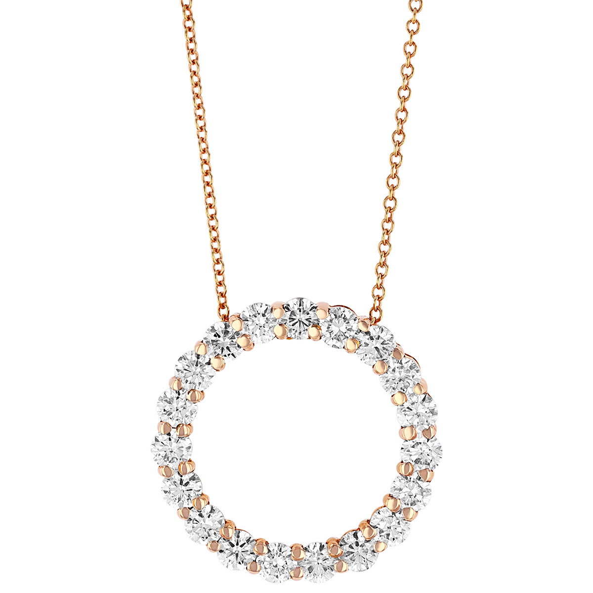 Diamond Open Circle Necklace in Rose Gold, 18