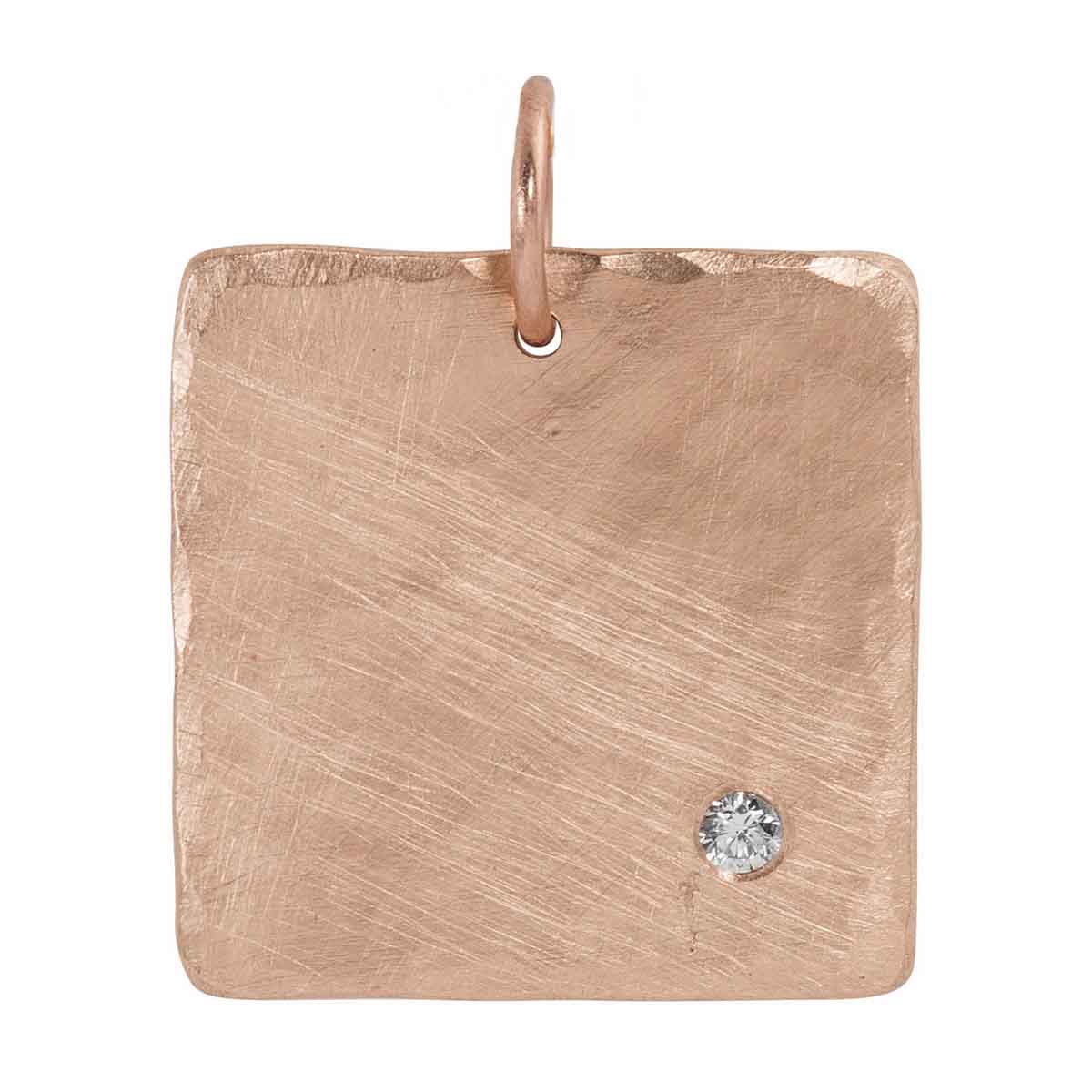 Julez Bryant MORA Rose Gold Square Pendant Charm with Diamond