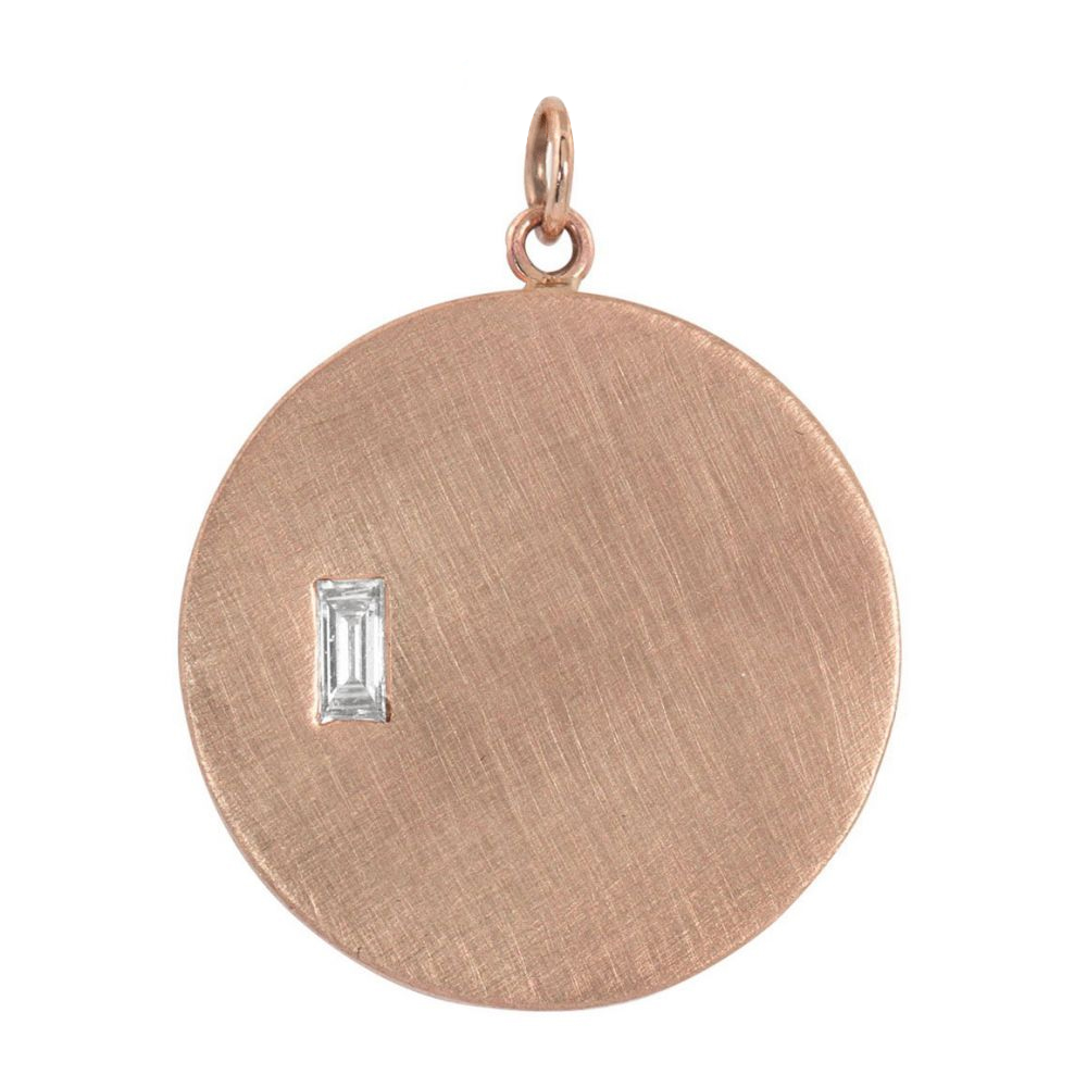 Julez Bryant Baguette Diamond & Rose Gold Circle Pendant Charm