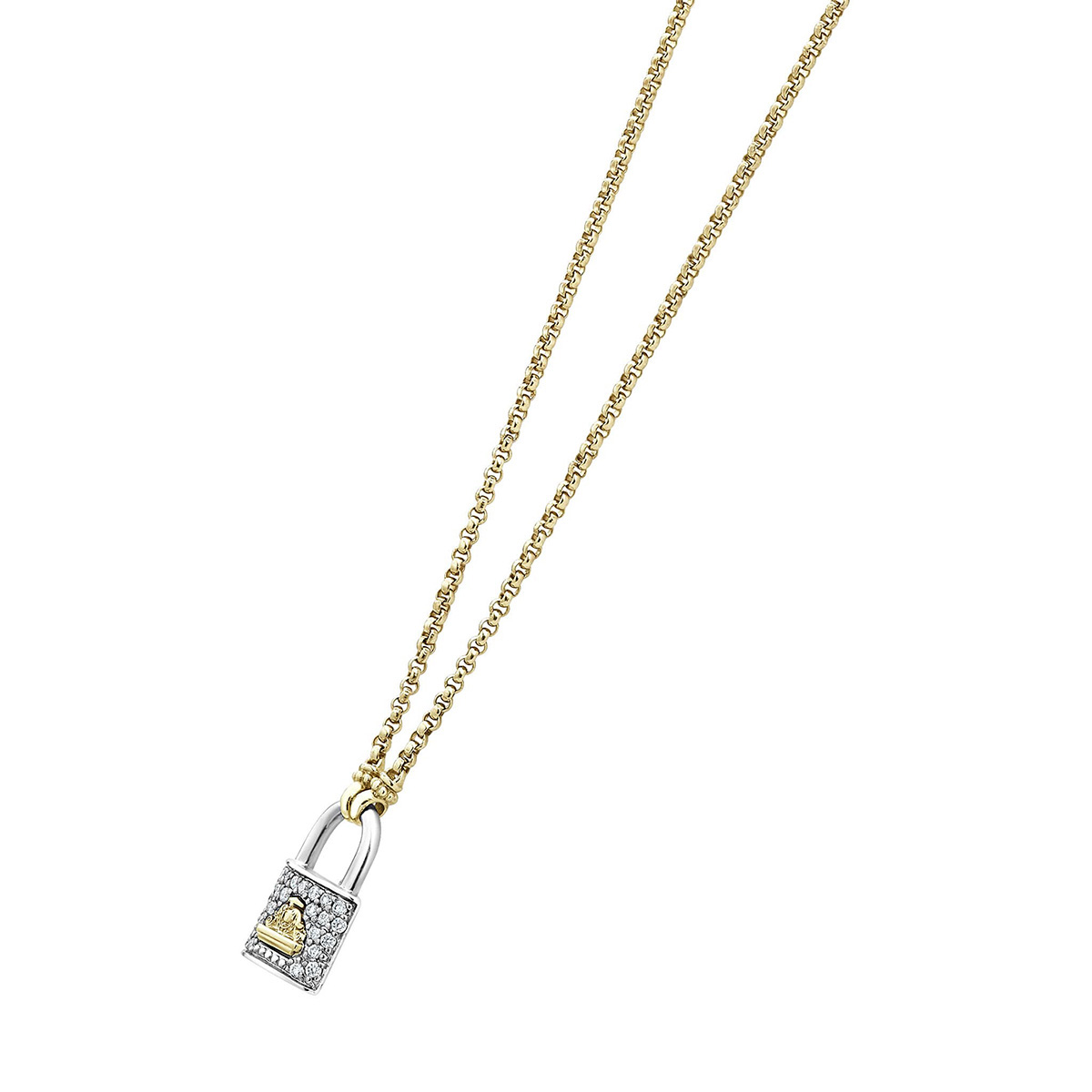 LAGOS Beloved Two Tone Diamond Lock Necklace, 18