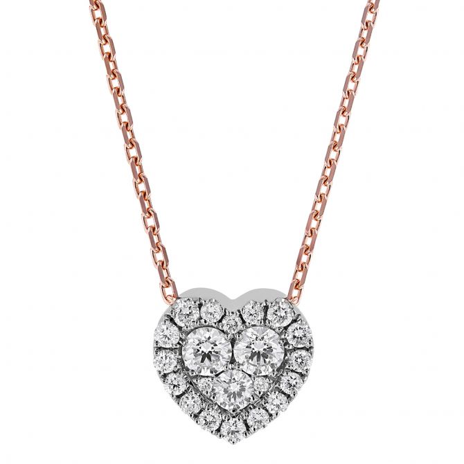 Frederic Sage Diamond Cluster Heart Pendant in Two Tone, 18"