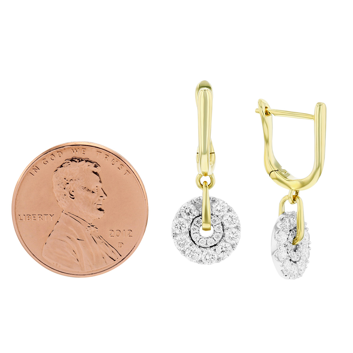 Frederic Sage Diamond Cluster Spinning Circle Drop Earrings in Yellow Gold