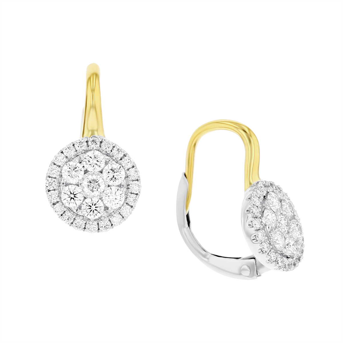 Frederic Sage 14K White & Yellow Gold Diamond Cluster Circle Drop Earrings