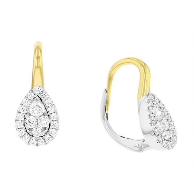 Frederic Sage Diamond Cluster Teardrop Drop Earrings in Yellow Gold