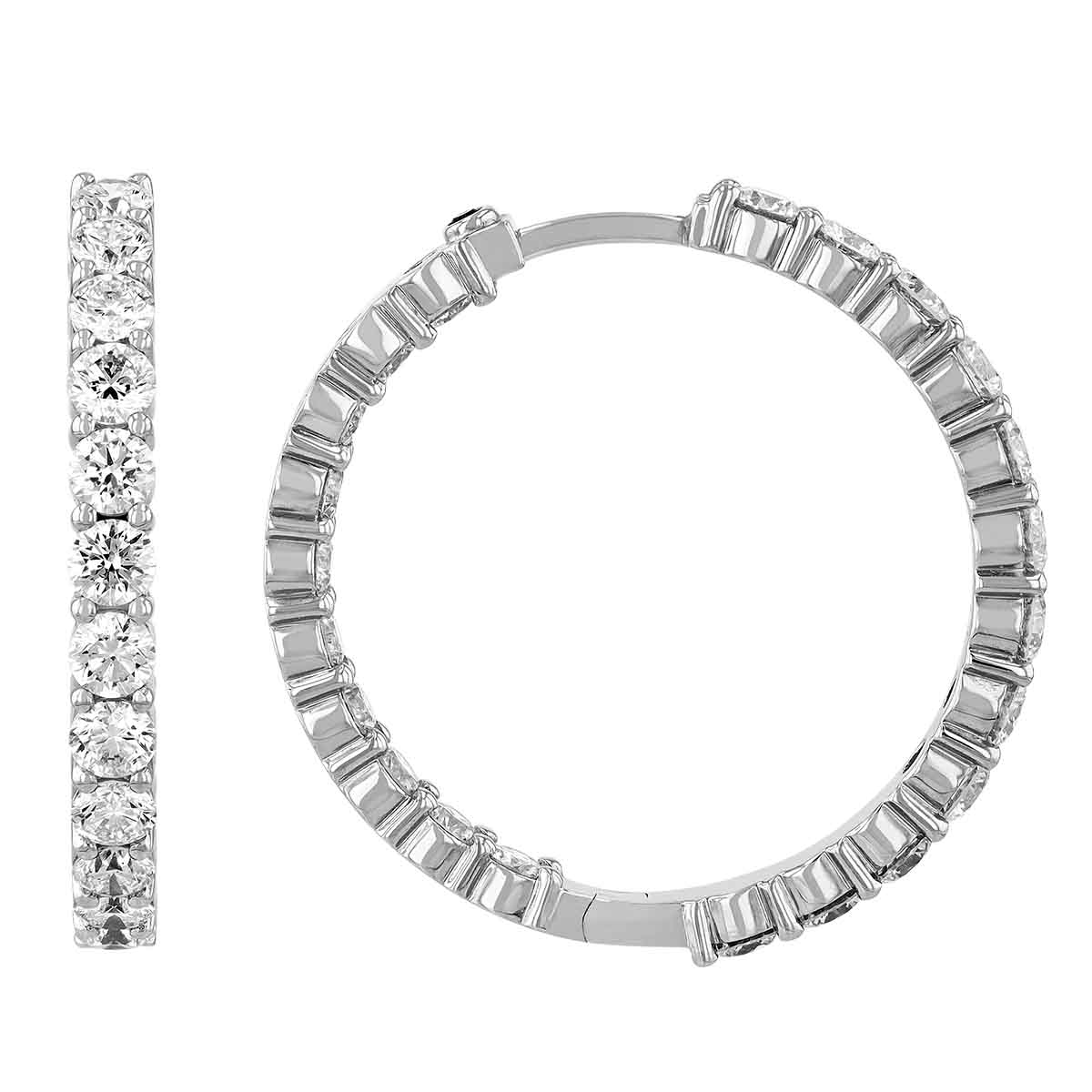 Roberto Coin Small White Gold Inside Out Diamond Hoop Earrings, 3.43 cttw