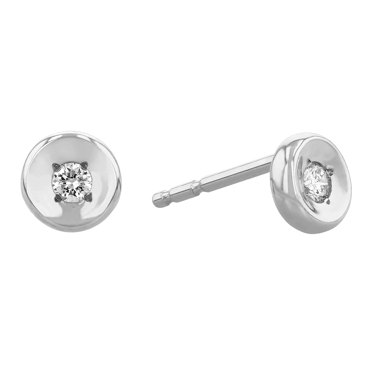 Roberto Coin Diamond Button Stud Earrings in White Gold