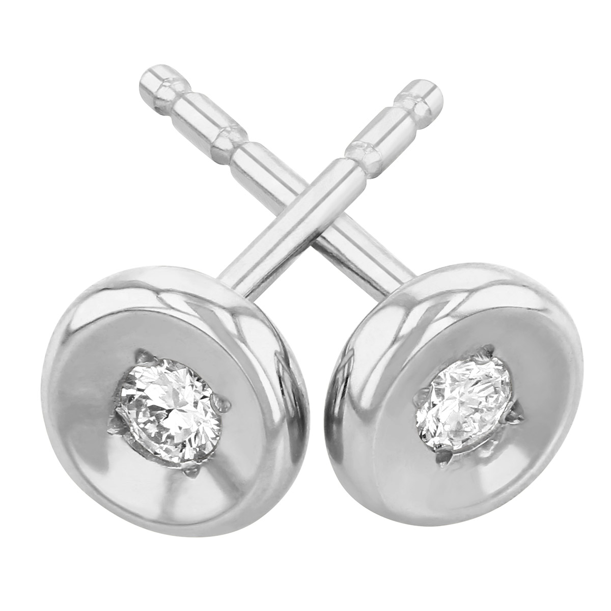 Roberto Coin Diamond Button Stud Earrings in White Gold