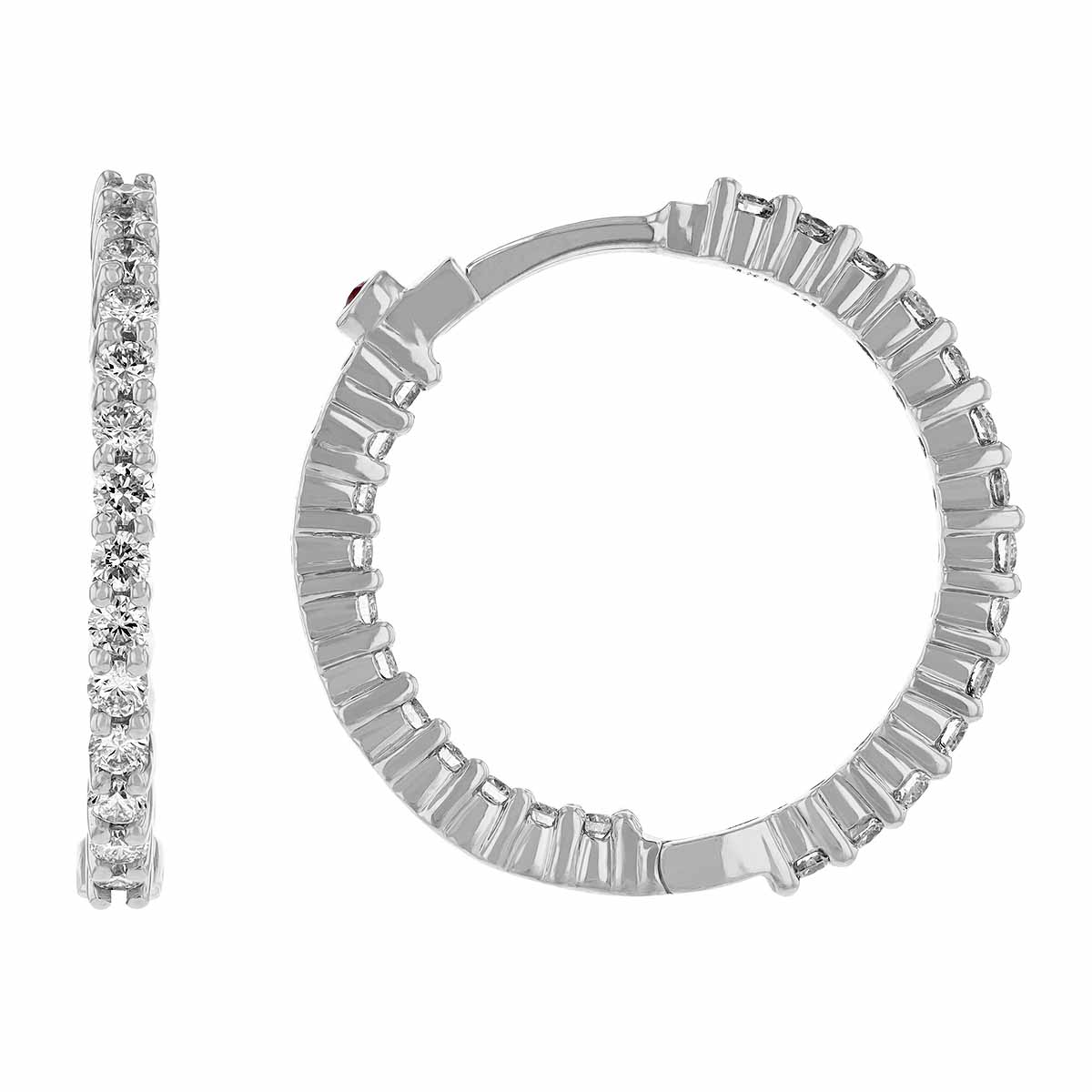 Roberto Coin Small Inside Outside Diamond Hoop Earrings in White Gold, 1.00 cttw