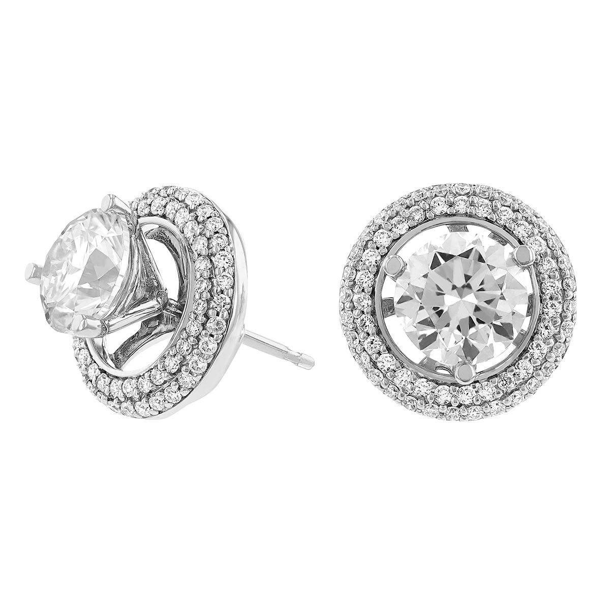 Round Diamond Earring Jackets in White Gold