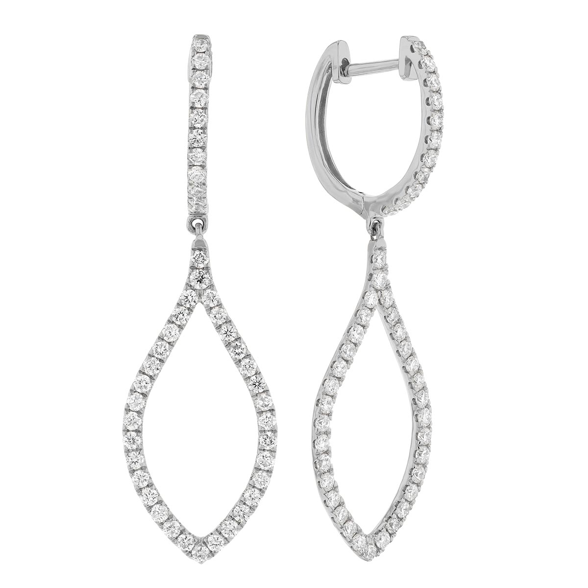 Diamond Arabesque Open Dangle Earrings in White Gold