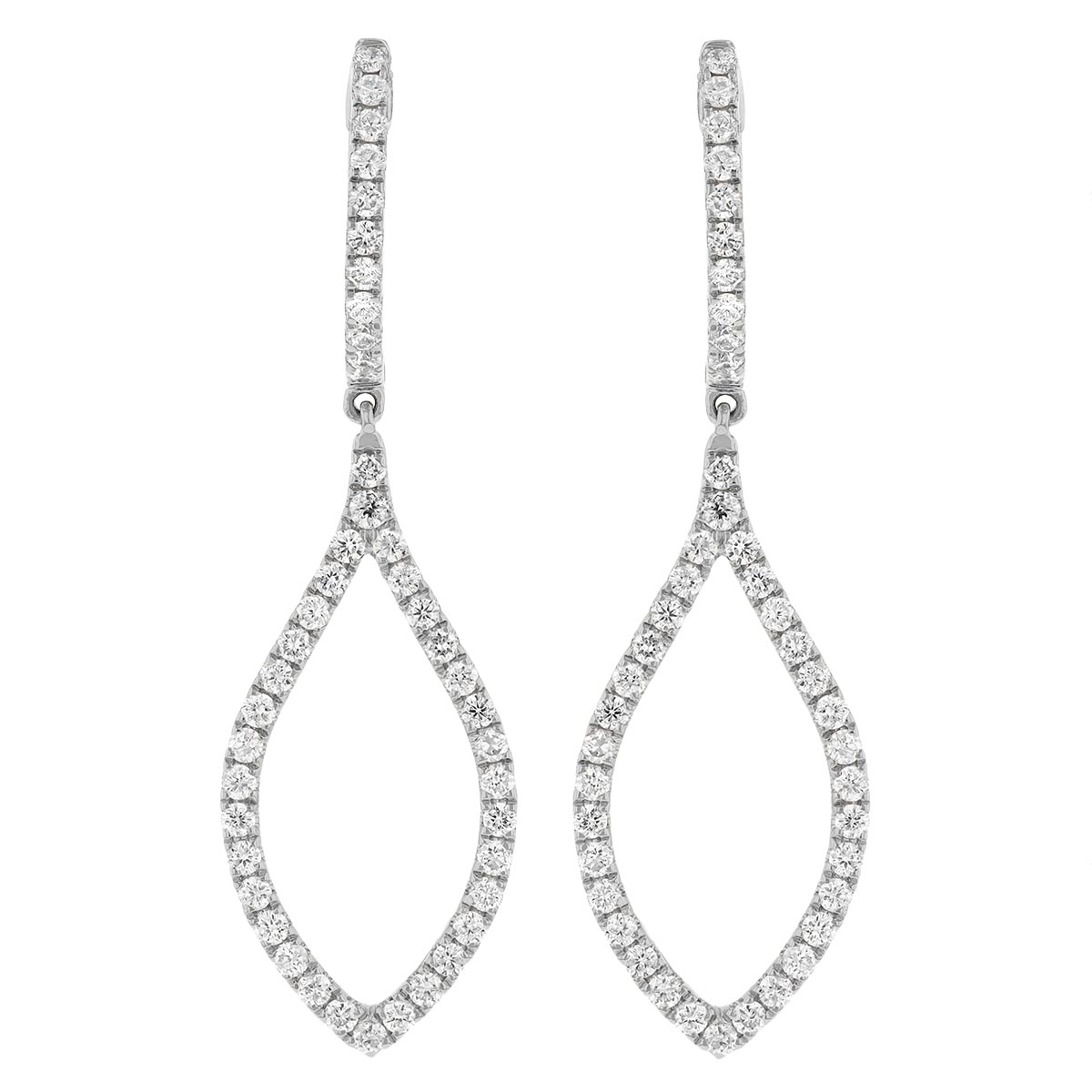 Diamond Arabesque Open Dangle Earrings in White Gold
