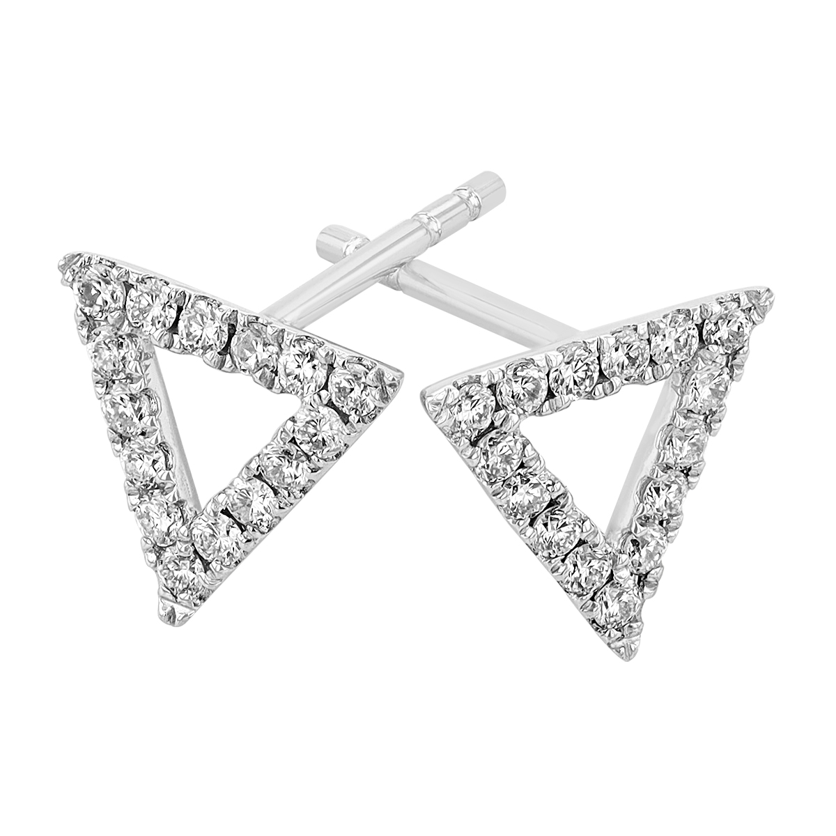 Diamond Open Triangle Stud Earrings in White Gold
