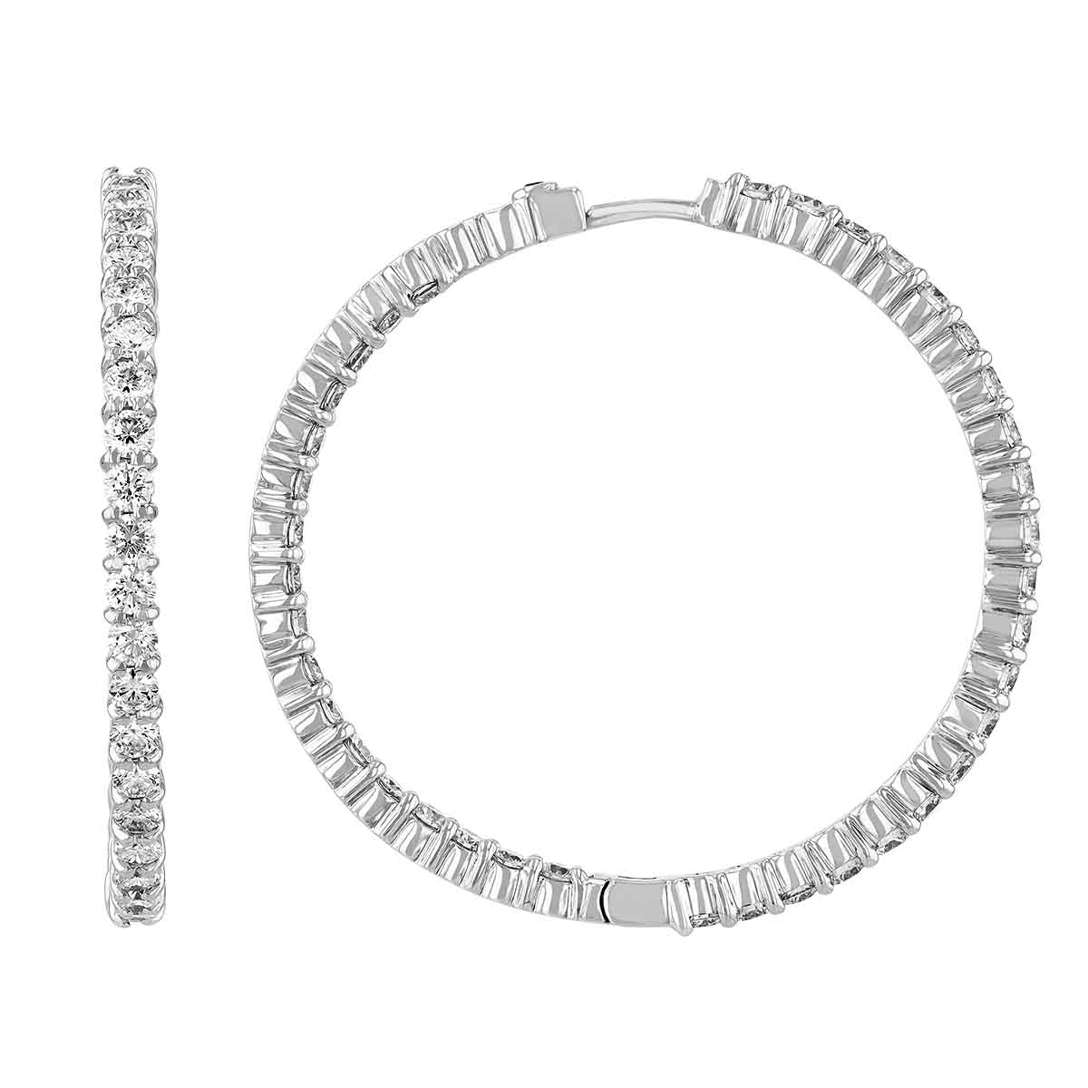 Roberto Coin Large Inside Outside Diamond Hoop Earrings, 3.45 cttw