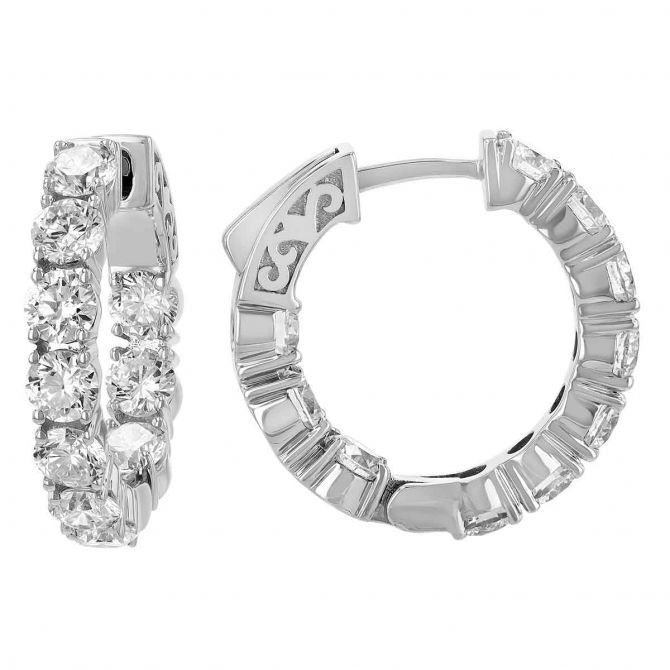 Diamond Petite Huggie Earrings in White Gold, 4 cttw