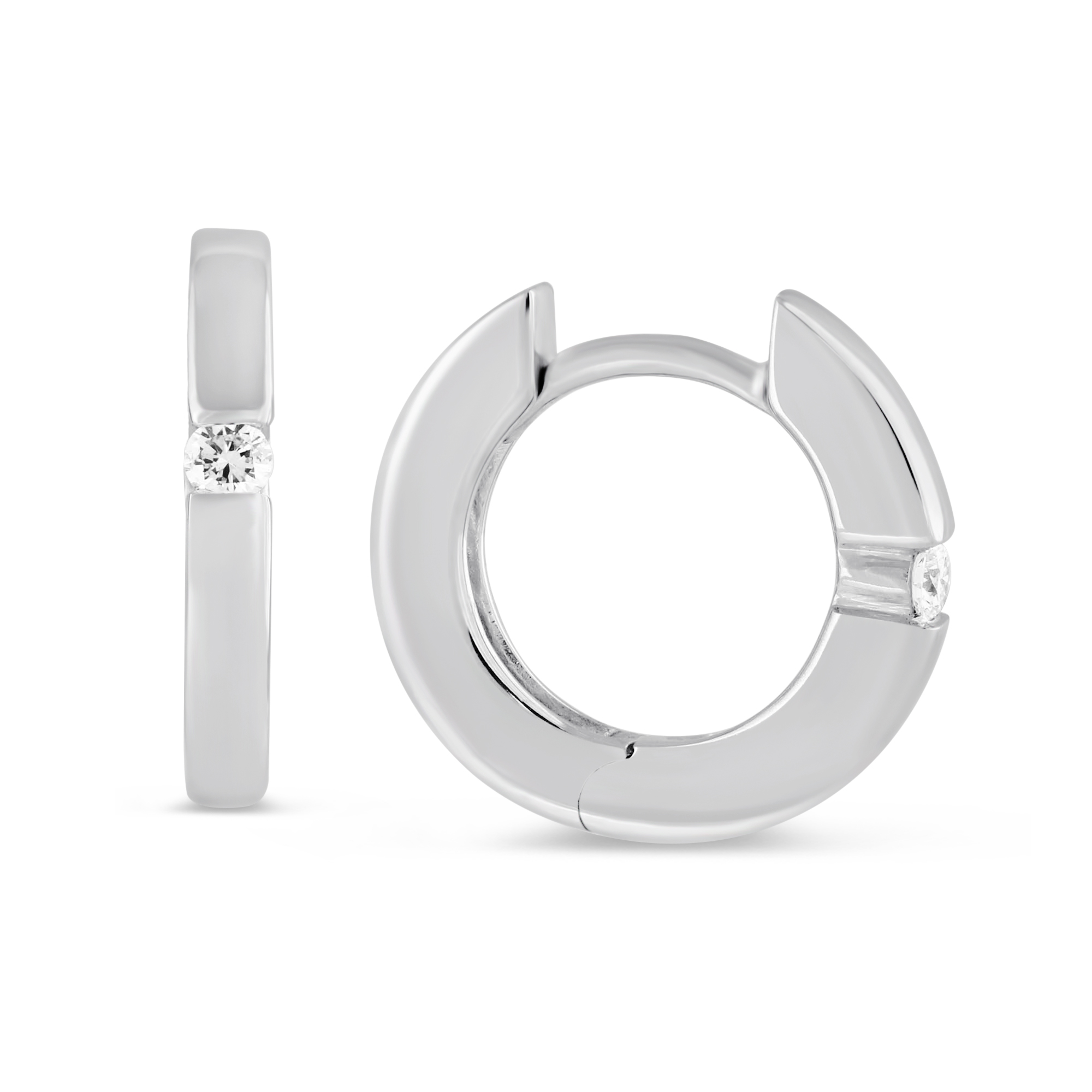 14k White Gold Diamond Huggie Hinged Hoop Earrings Borsheims Drop A Hint