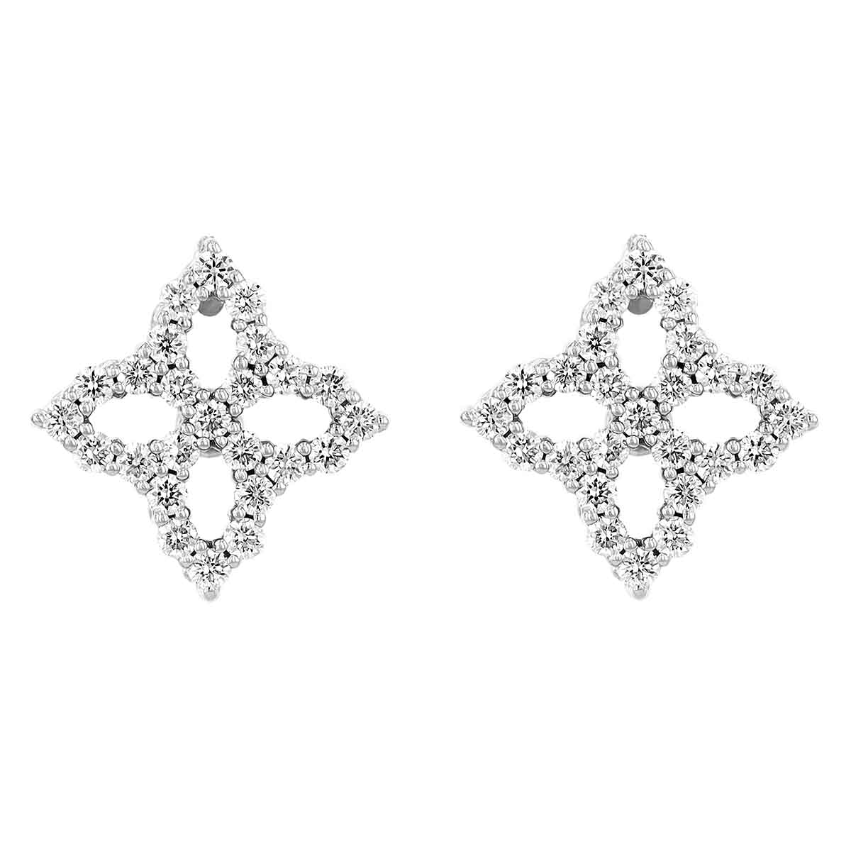 Roberto Coin 18K White Gold Diamond Small Princess Flower Earrings