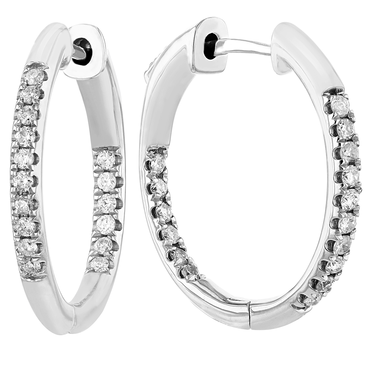 Diamond Inside Out Hoop Earrings in White Gold, .25 cttw
