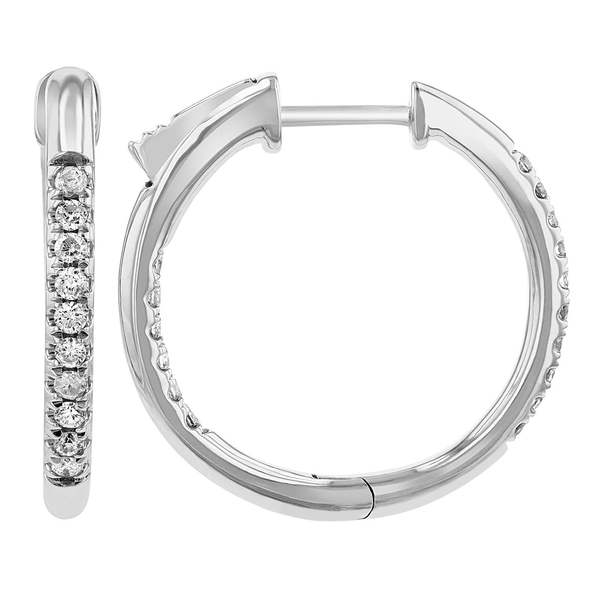 Diamond Inside Out Hoop Earrings in White Gold, .25 cttw
