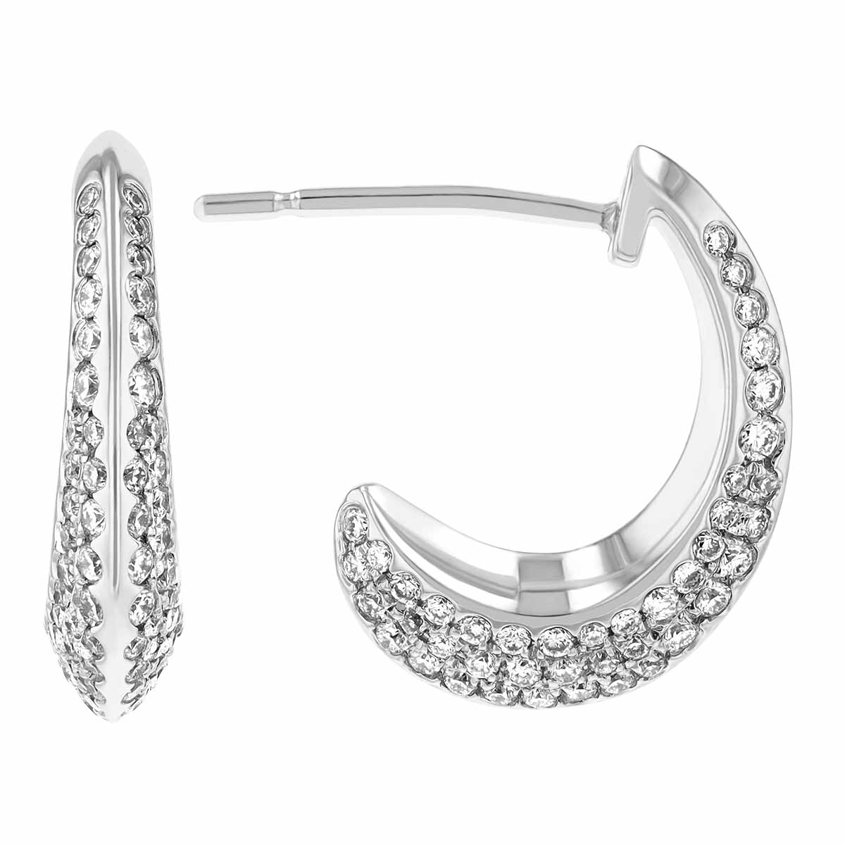 Juniper Diamond J Hoop Earrings in White Gold