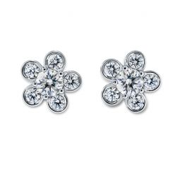 Diama 18k White Gold Swarovski Created Diamond Bloom Stud Earrings Diama 18k White Gold Swarovski Created Diamond Bloom Stud Earrings