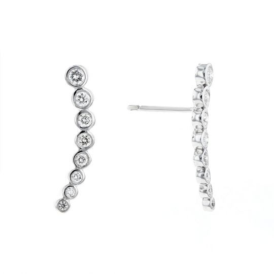 Diamond Bezel Set Climber Earrings In White Gold Diamond Bezel Set Climber Earrings In White Gold