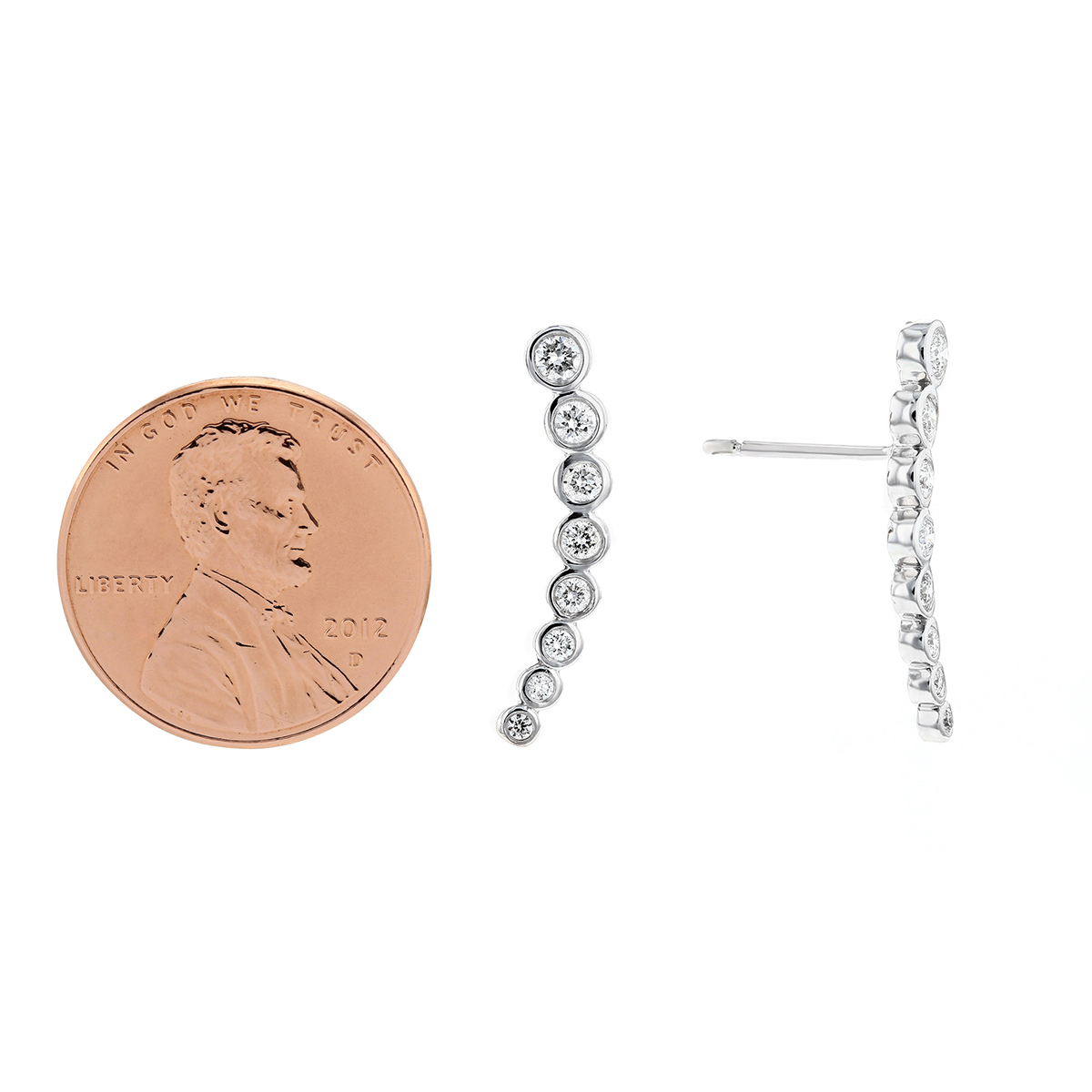 Diamond Bezel Set Climber Earrings in White Gold