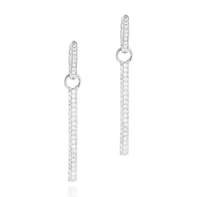 Phillips House Affair Long Diamond Toggle Earrings in White Gold