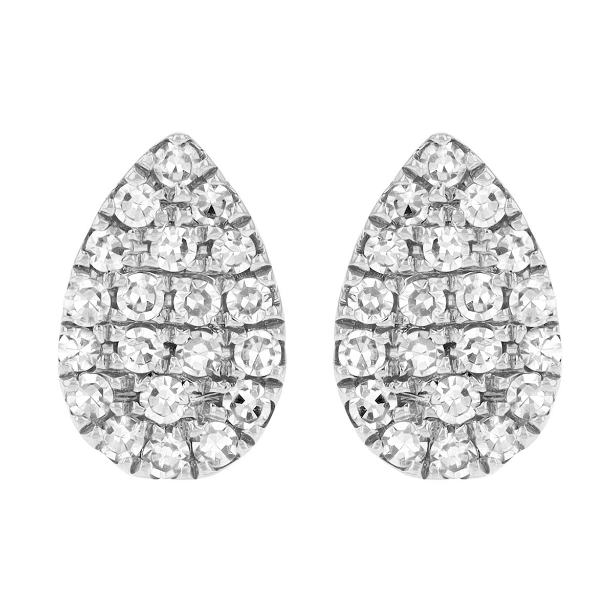 Diamond Pave Pear Shaped Stud Earrings in White Gold