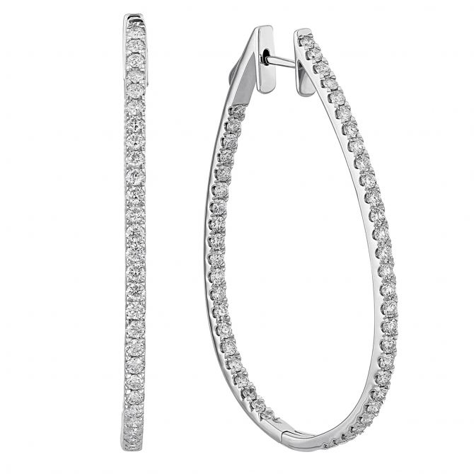 Inside out diamond oval hoop best sale earrings