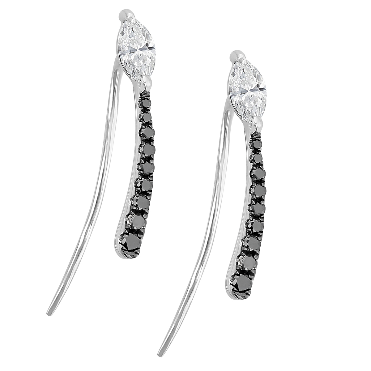 Frederic Sage Black & White Diamond Climber Earrings in White Gold
