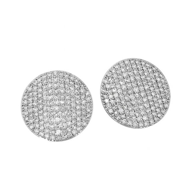 Phillips House Large Infinity Diamond Pavé Disc Stud Earrings in White Gold