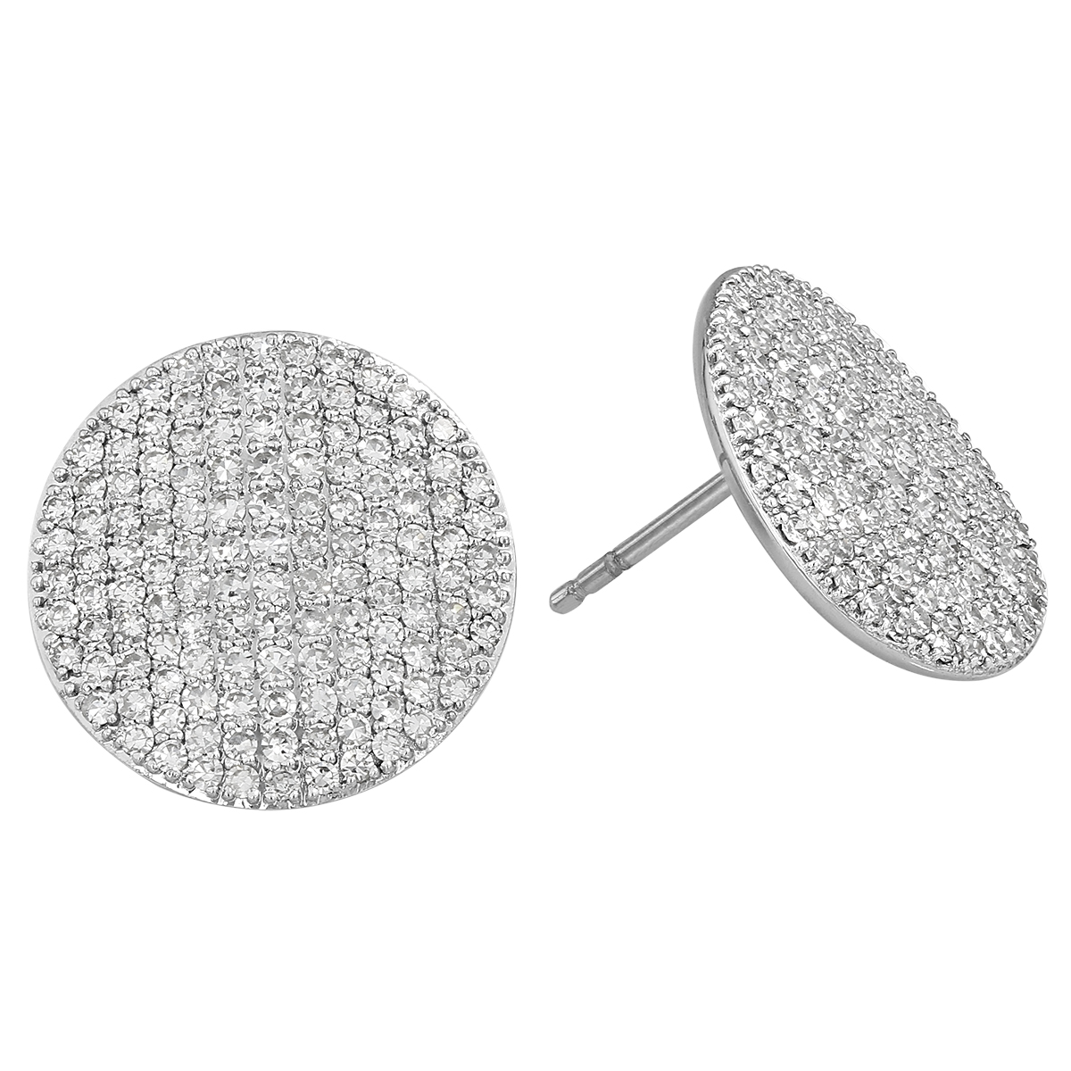 Phillips House Large Infinity Diamond Pavé Disc Stud Earrings in White Gold