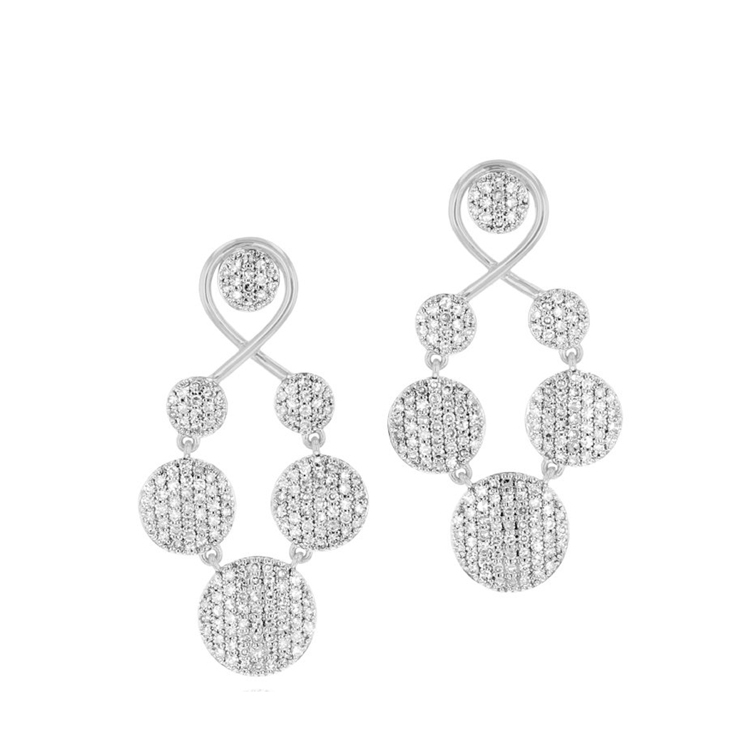 Phillips House Infinity Diamond Pavé Disc Graduated Loop Earrings in White Gold