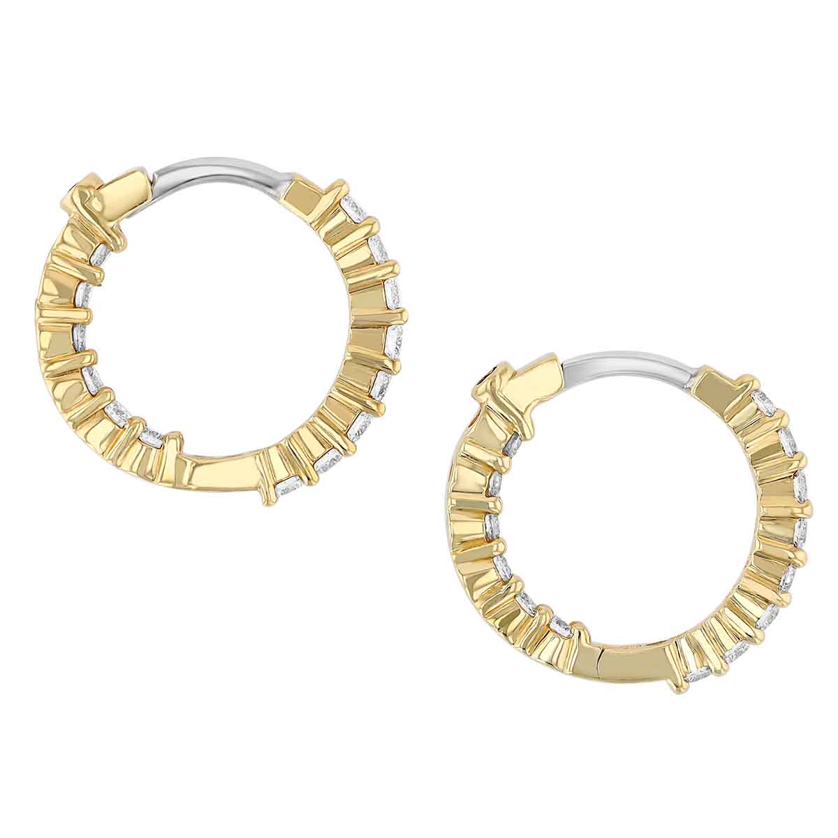 Roberto Coin Diamond Inside Out Petite Hoop Earrings in 18K Gold, 0.76 cttw