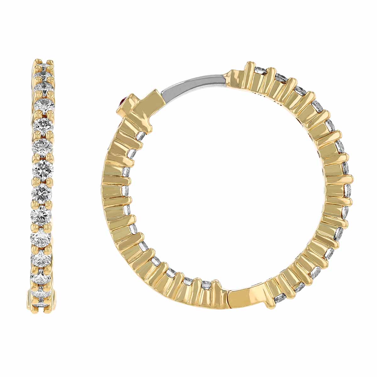 Roberto Coin Perfect Diamond Hoops Inside Out Hoop Earrings in Yellow Gold, 22 mm, 1.00 cttw