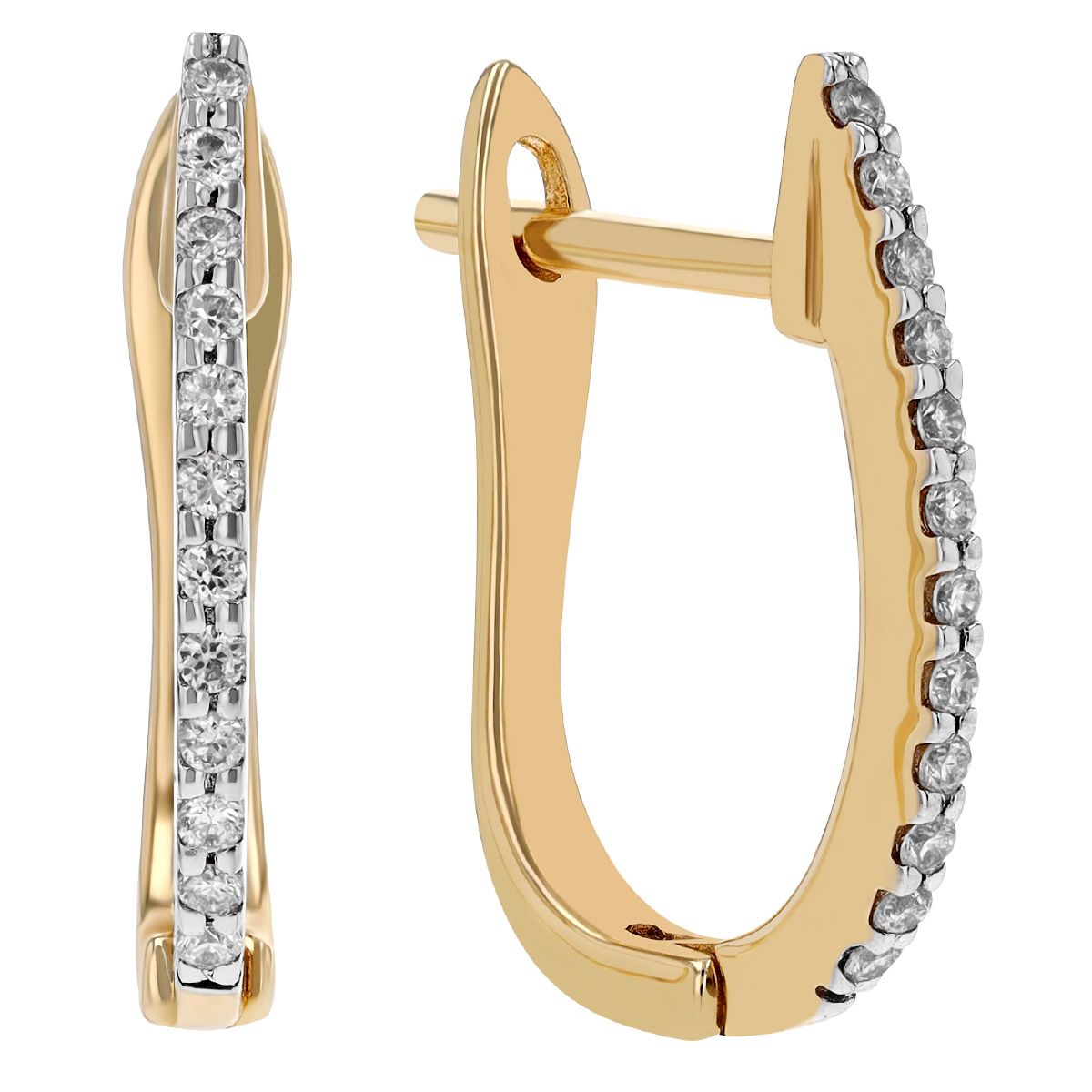Diamond Hoop Earrings in Yellow Gold, 0.09 cttw