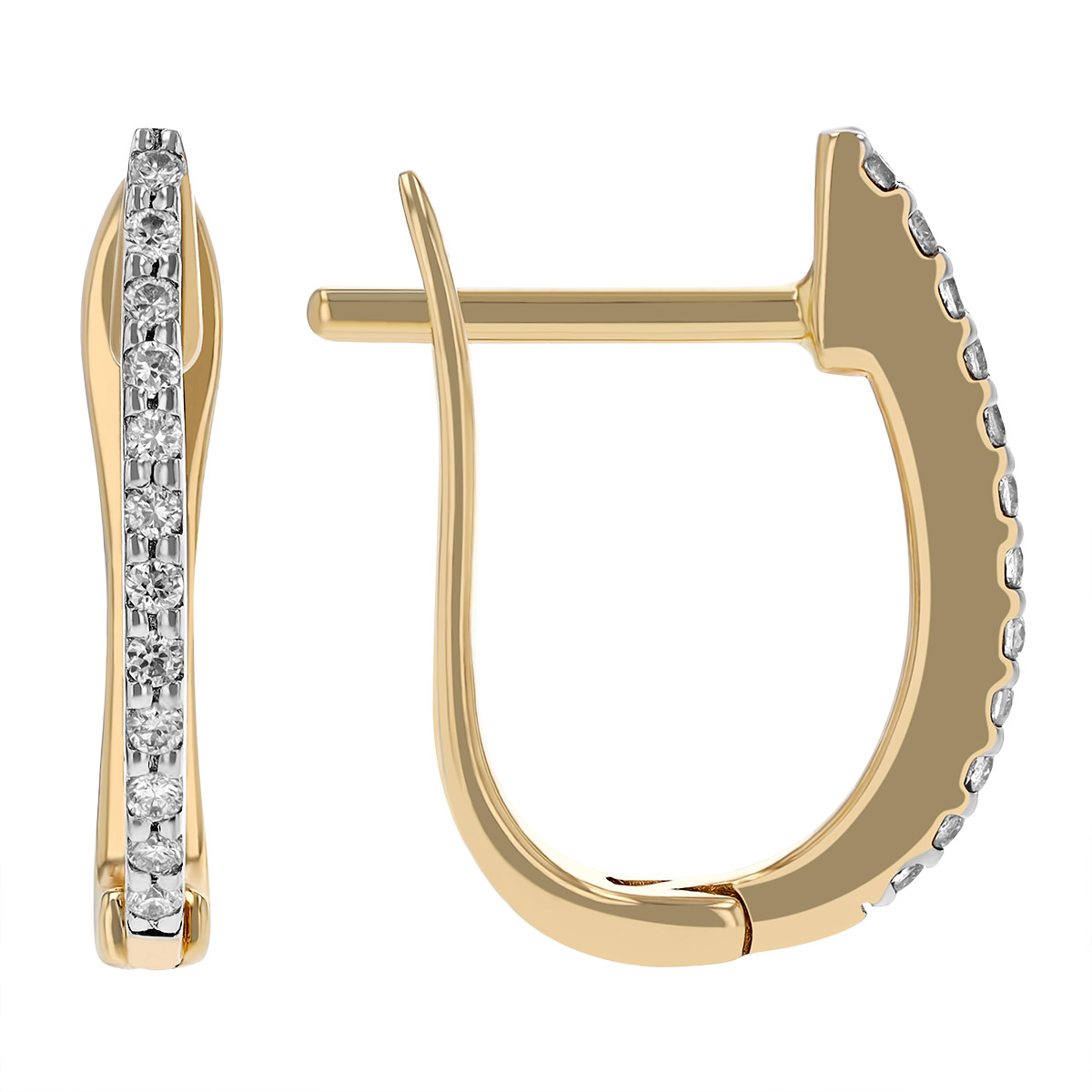 Diamond Hoop Earrings in Yellow Gold, 0.09 cttw