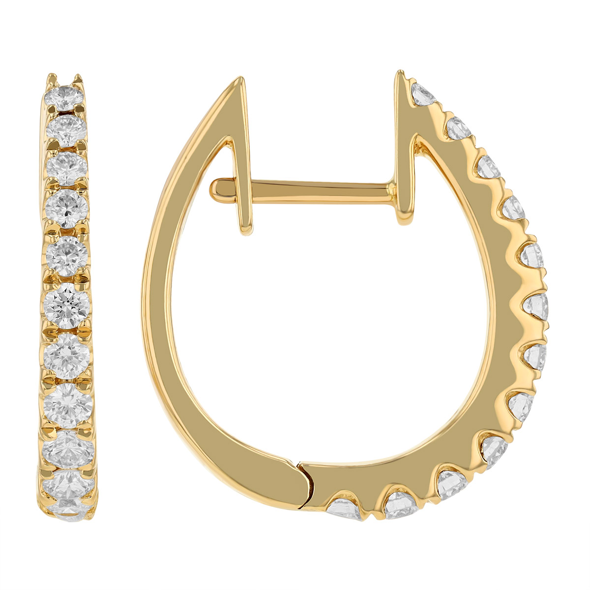 Diamond Hoop Earrings in Yellow Gold, 0.62 cttw