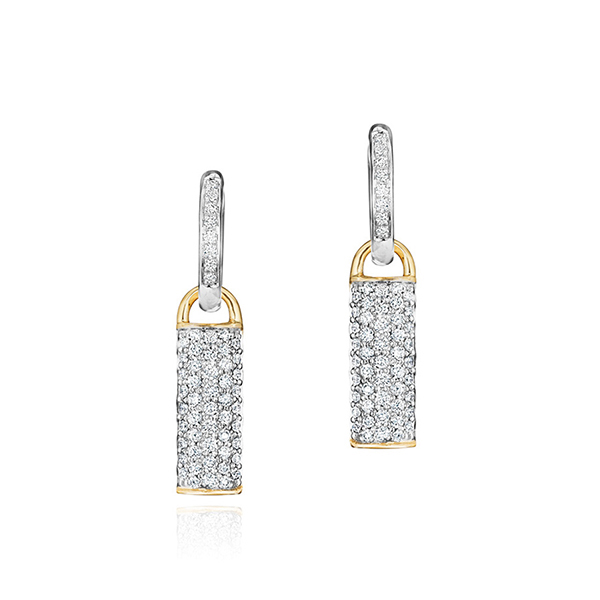 Phillips House Contrast Diamond Bar Earrings in Yellow Gold
