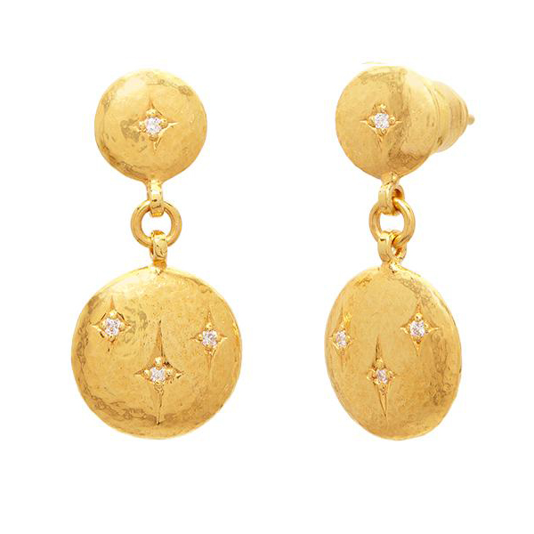 Gurhan Starlight Diamond & 22k Yellow Gold Double Drop Earrings