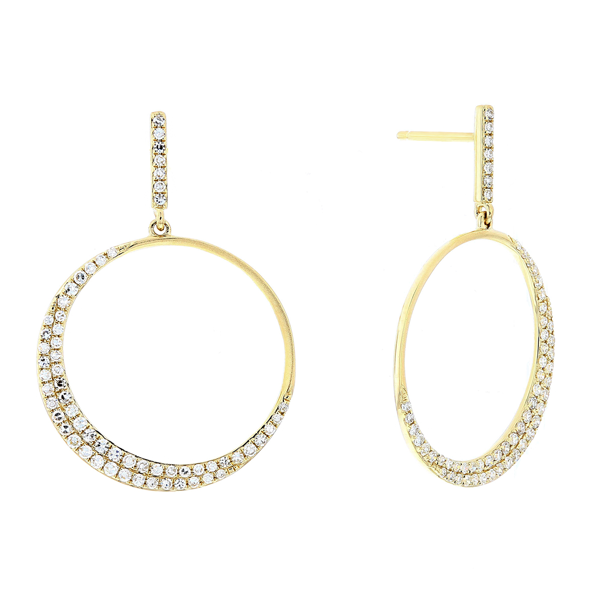 14K Yellow Gold Diamond Crescent Hoop Drop Earrings | Borsheims