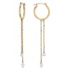 Aresa Diamond Double Chain Huggie Drop Earrings in Yellow Gold