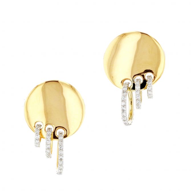 Phillips House Diamond Triple Pierced Loop Stud Earrings in Yellow Gold