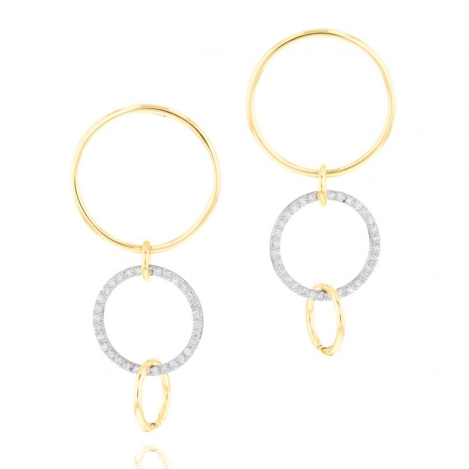 Phillips House Diamond & Yellow Gold Interlocking Affair Loop Drop Earrings