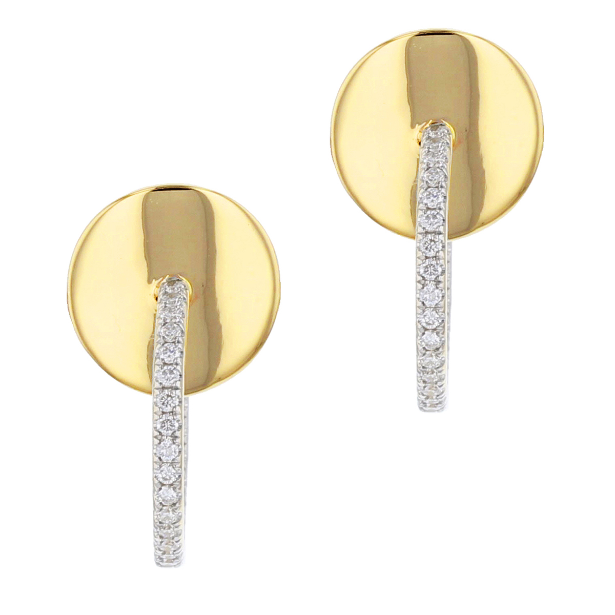 Phillips House Diamond Mini Hoop & Circle Post Earrings in Yellow Gold