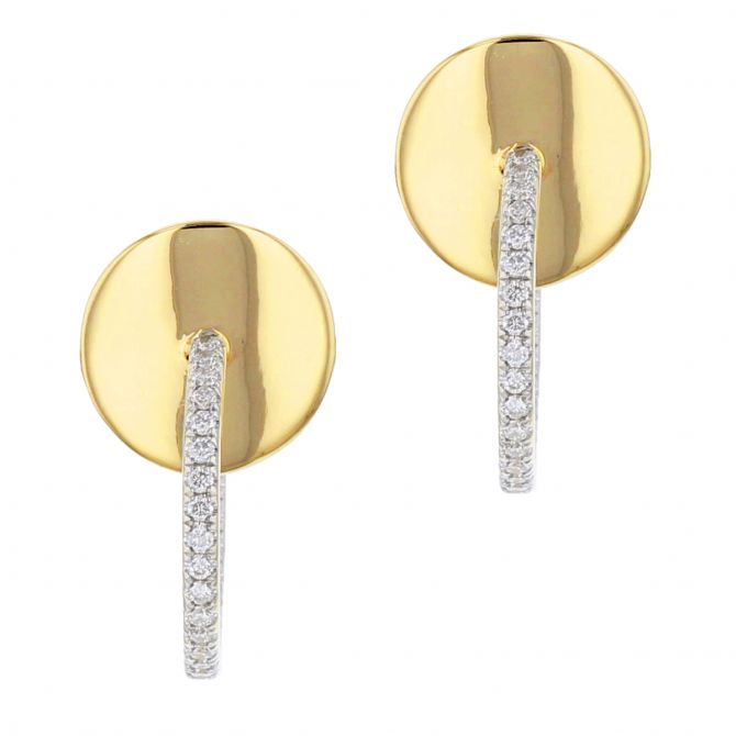 Phillips House Diamond Mini Hoop & Circle Post Earrings in Yellow Gold